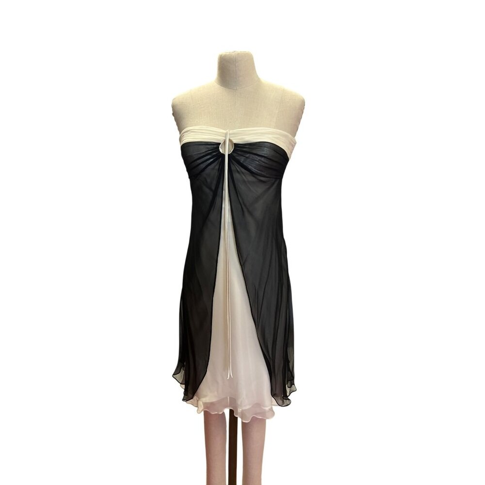 White House Black Market Silk Chiffon Strapless Dress 6 Short Prom Homecoming We - Picture 1 of 10